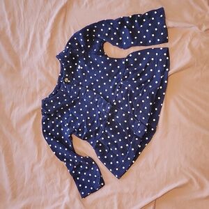 3T snap front sweatshirt, blue polka dots